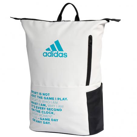 blue and white adidas backpack